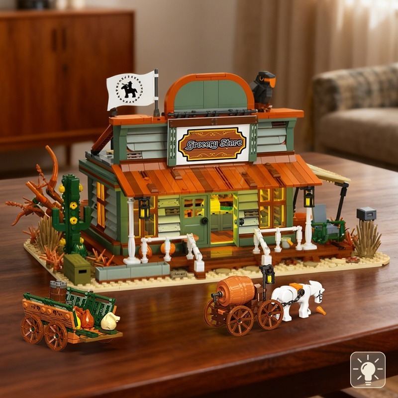 Kids Education Store - Western Cowboy Grocery Store Building Blocks