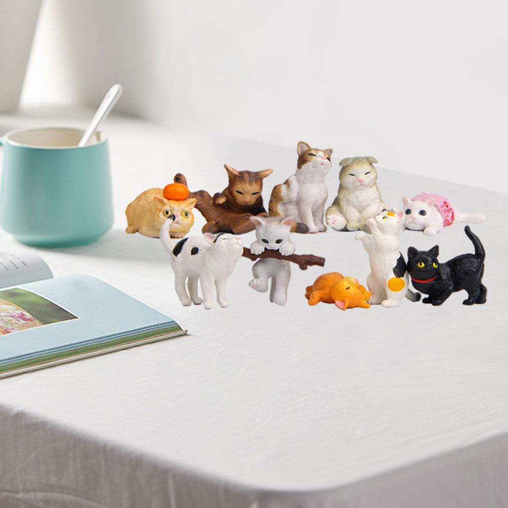 Kids Education Learn Tv - 10 PCS PVC Cat Figures Statues