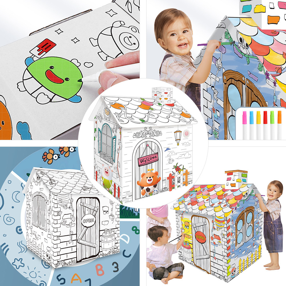 Kids Education Design - 1Pcs DIY Painting Paper Playhouse Educational