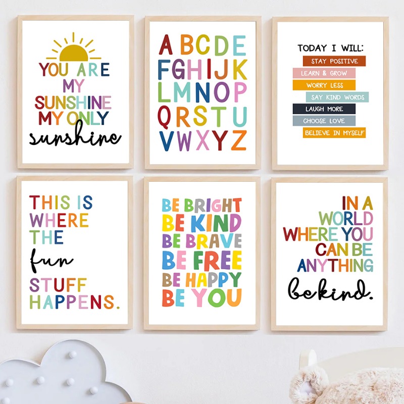 Kids Educational Posters - English Education Poster Alphabet Number Color