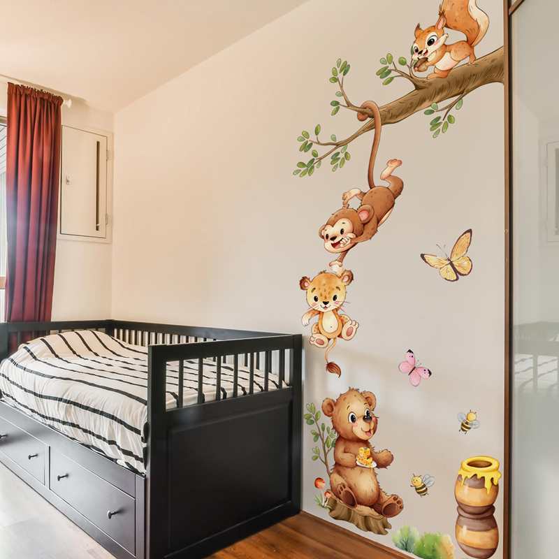 Animal Branches Cute Monkey Bu - Kids Educational Posters 评论和价格