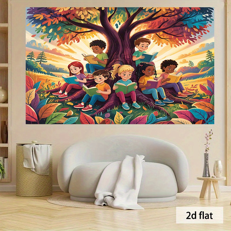 2D Flat,Kids Reading Under Col - Kids Education Nursery 评论和价格