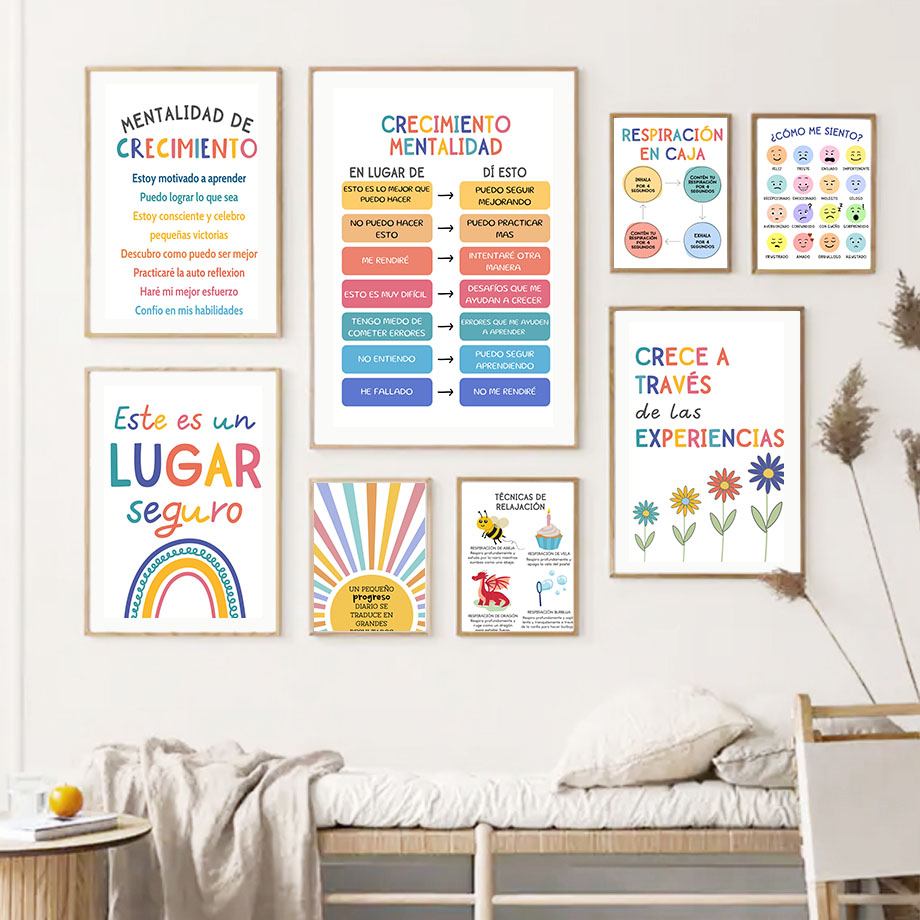 Spanish Education Motto Rainbo - Kids Educational Posters 评论和价格