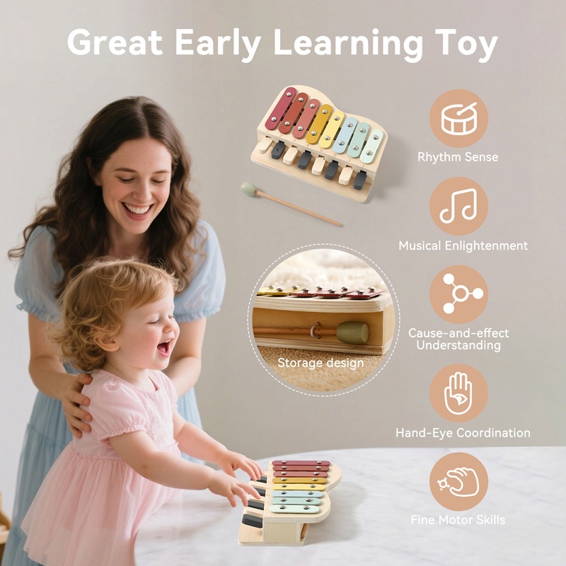 Montessori Wooden Piano Toy Co - Kids Education Learn Tv 评论和价格