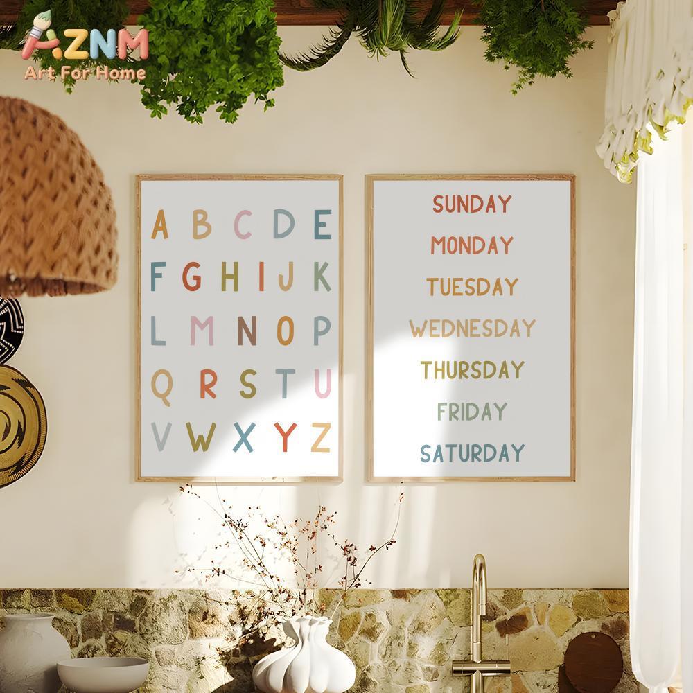 AZNM Educational Alphabet Numb - Kids Educational Posters 评论和价格