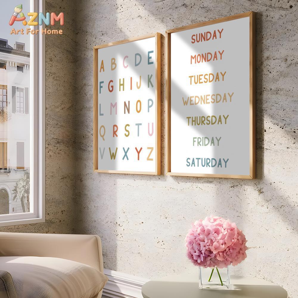 AZNM Educational Alphabet Numb - Kids Educational Posters 评论和价格