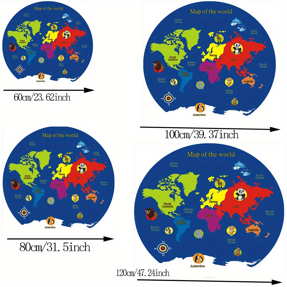 World Map Round Rug Flannel Ed - Kids Education Nursery 评论和价格
