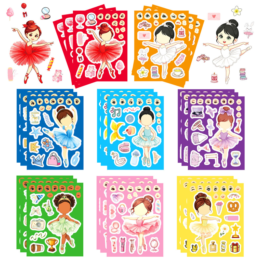 8Sheets Ballet Girl Make Face  - Kids Education Store 评论和价格