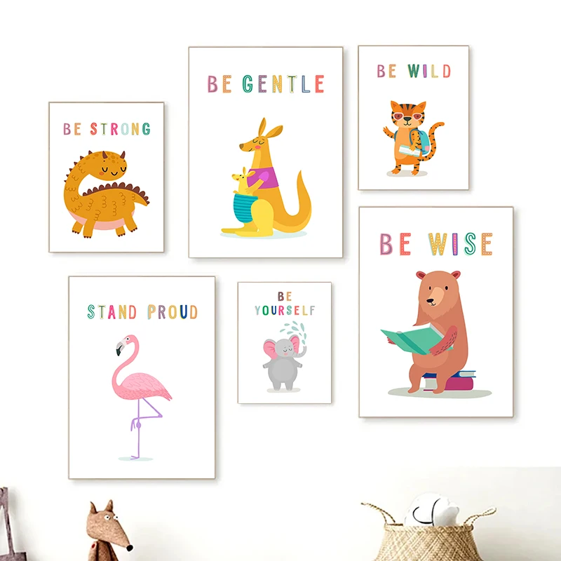 Canvas  Print Wall  Animals En - Kids Educational Posters 评论和价格