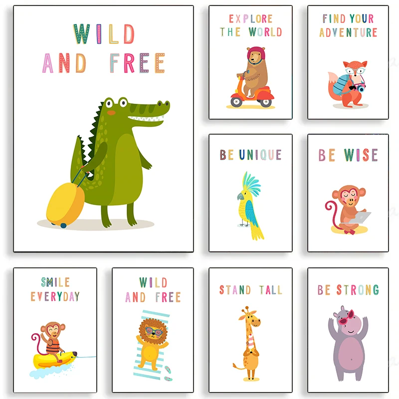 Canvas  Print Wall  Animals En - Kids Educational Posters 评论和价格